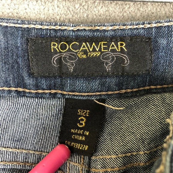 ROCAWEAR 1999 Embroidered Pocket Y2K Blue skinny Jeans size 3 - Picture 10 of 14